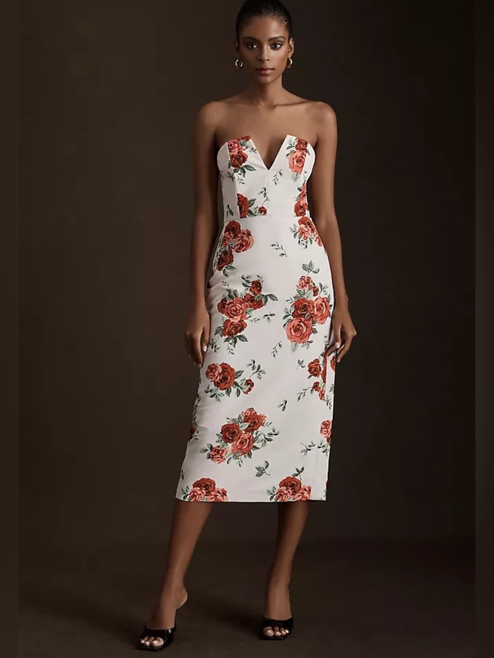 Anthropologie Sachin & Babi Nora Rose Strapless Notch-Neck Taffeta Midi Dress 4